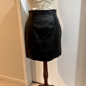 Byrnes & Baker Leather Soft Black Lined High Waist Zip Up Midi Skirt 10